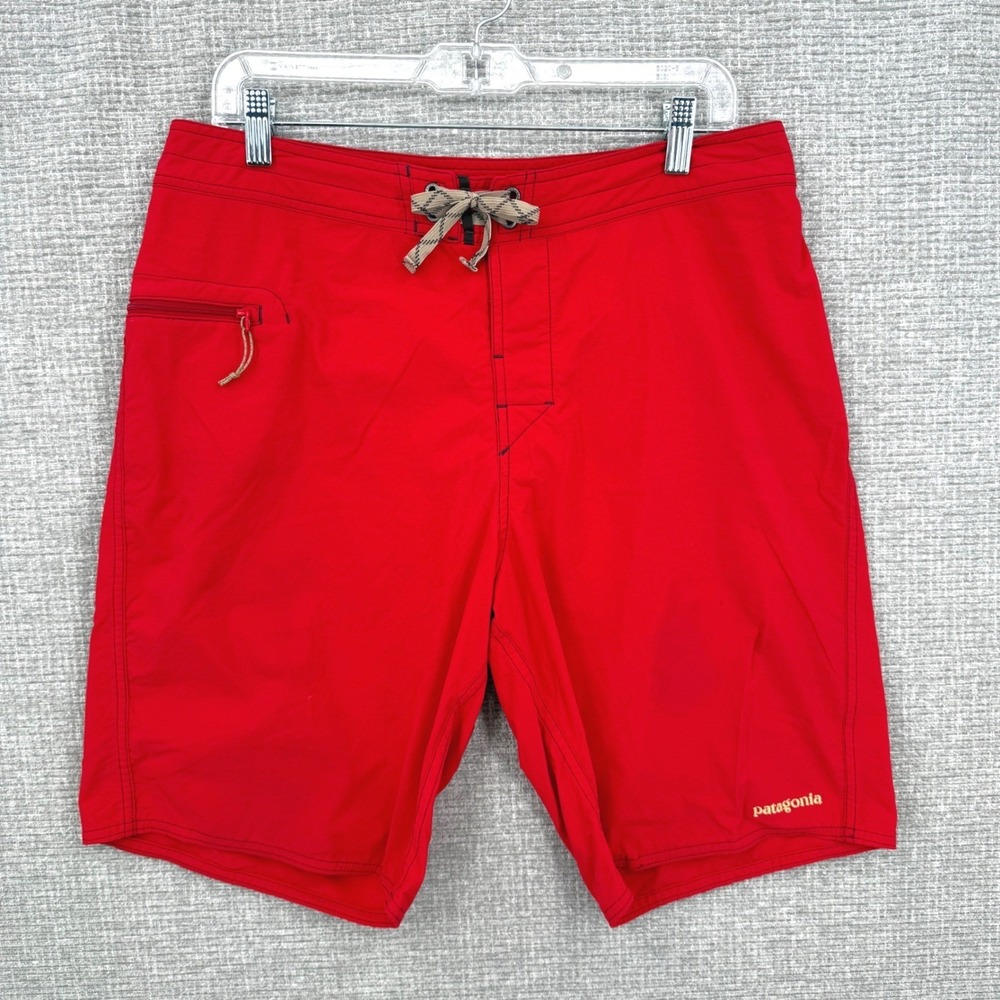 Patagonia Board Shorts Mens Sz L Red Swim Trunks Outdoor Gorpcore Surf Tie Front